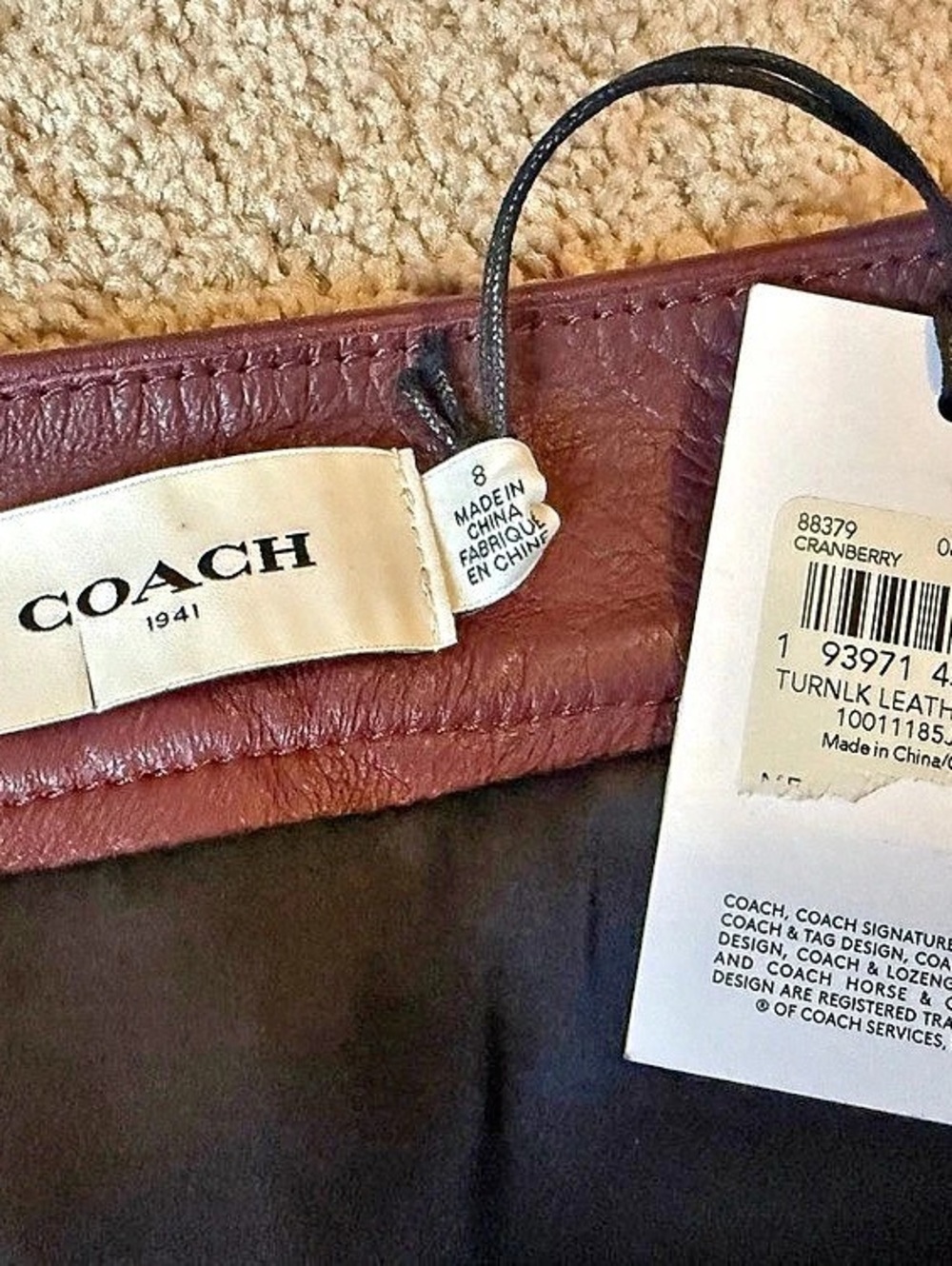 Coach Lamb Skin Leather Wrap Skirt in Burgundy Size 8 NWT - Picture 11 of 13